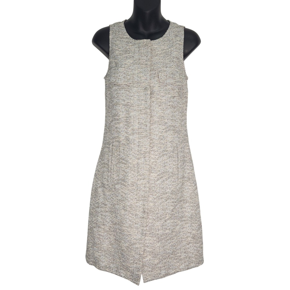 Adam by Adam Lippes Women Neutral Tweed Sleeveless Shift Dress Silk Lined Size 2
